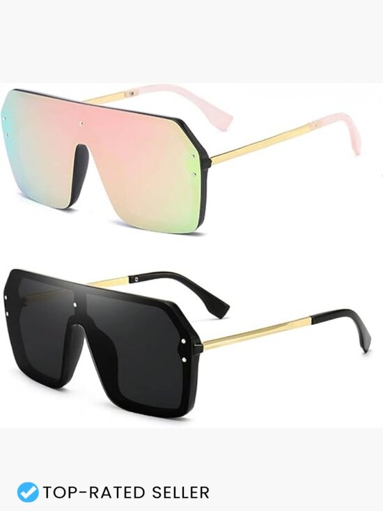 Oversized One Piece Rimless Sunglasses UV400 Protection Siamese Big Shades Amazon.com: Oversized Sunglasses for Women Trendy One Piece  main image 2